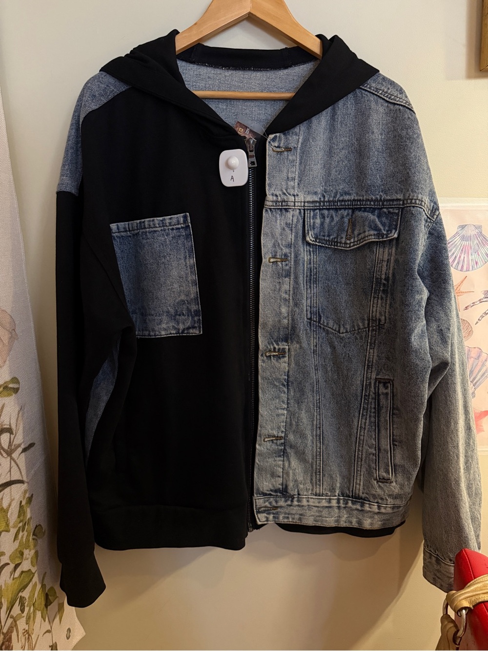 Black and Light Blue Two-Tone Hooded Jacket